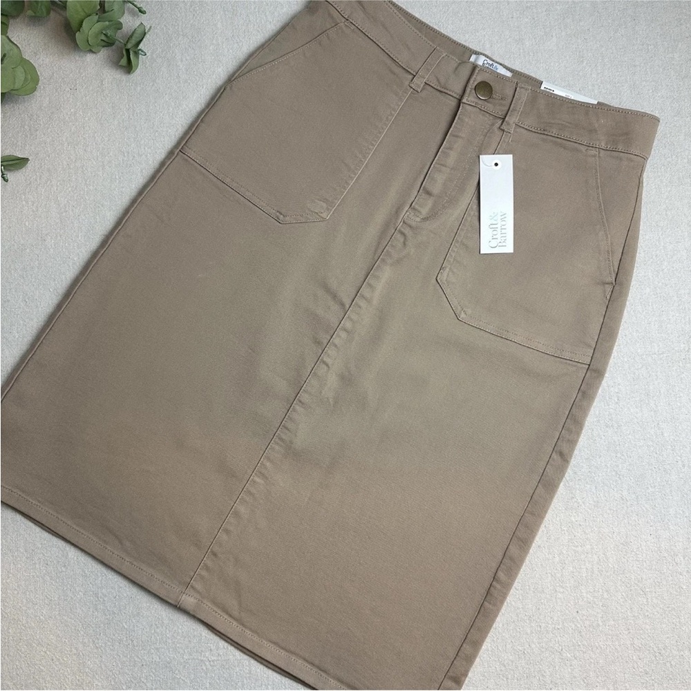Croft & Barrow Below Knee Pencil Skirt Tan Modest Cotton Women’s Size 4 NWT